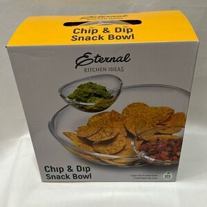 Eternal Kitchen Ideas Large Chip & Dip Salad Bowl 2 Attachable 4.75X4.5 Dip Cup